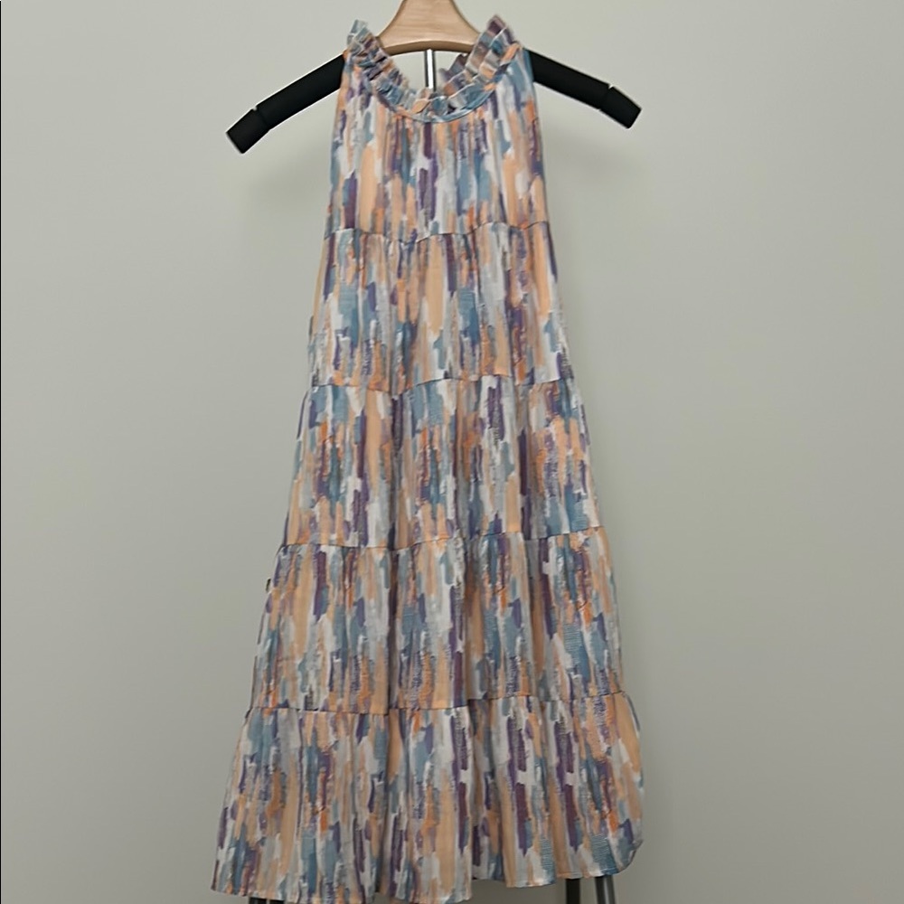 Multicolor Sleeveless Tiered Dress sz M